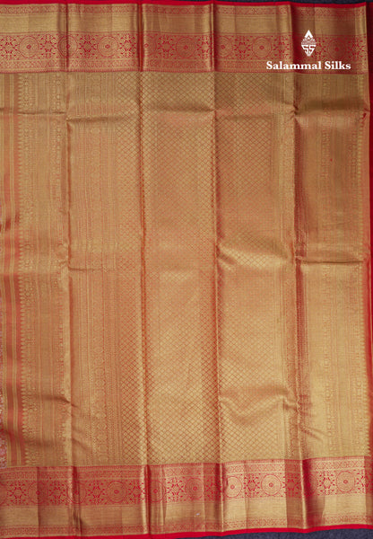 Beautiful Red Tissue Bridal Pure Kanjivaram Silk Saree With Traditional Border