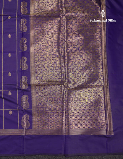 Beautiful Bottle Green Big Checks With Butta Semi Silk Saree With Designer Blouse