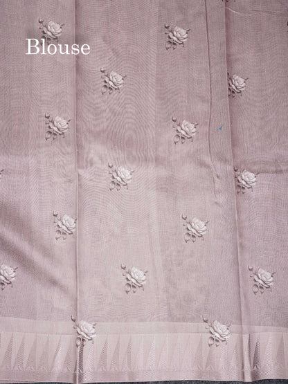Kota Mix Saree - Light Chocolate Floral Design Along With Fancy Border