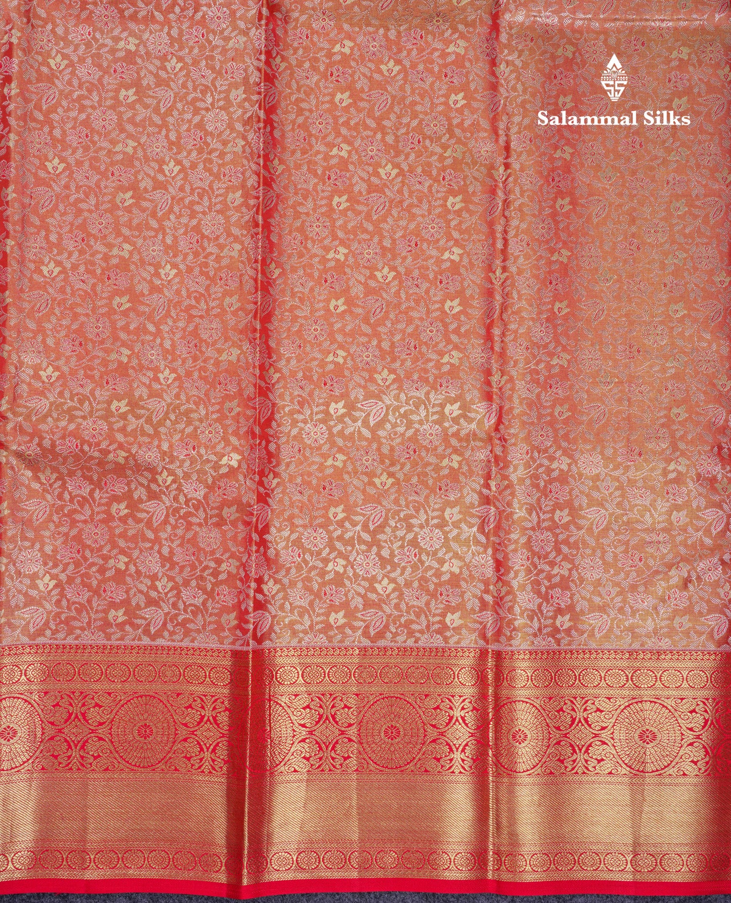 Beautiful Red Tissue Bridal Pure Kanjivaram Silk Saree With Traditional Border