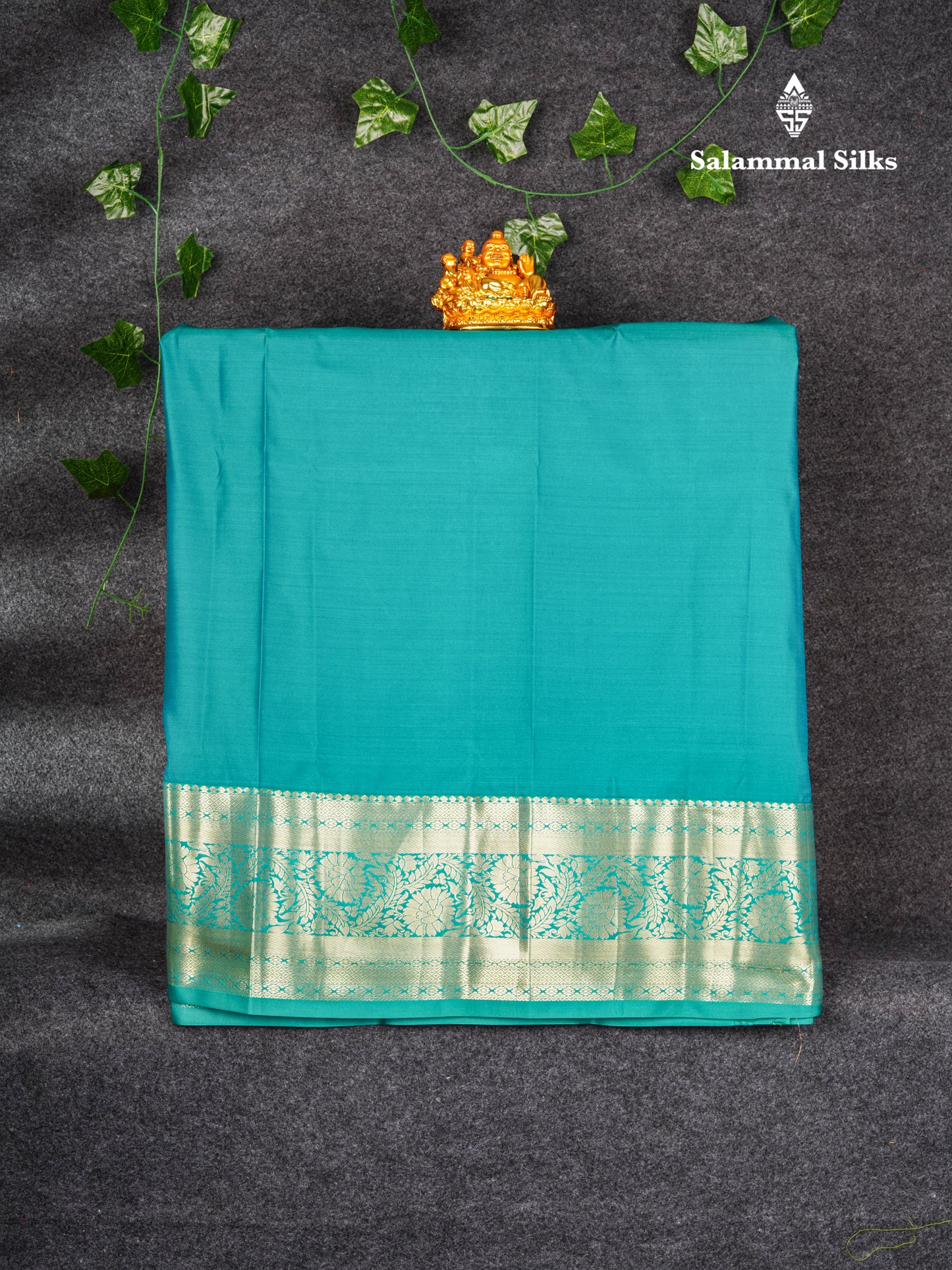 Semi Silk Pattu Pavadai (Red) With Sapphire Green Blouse 35.50"