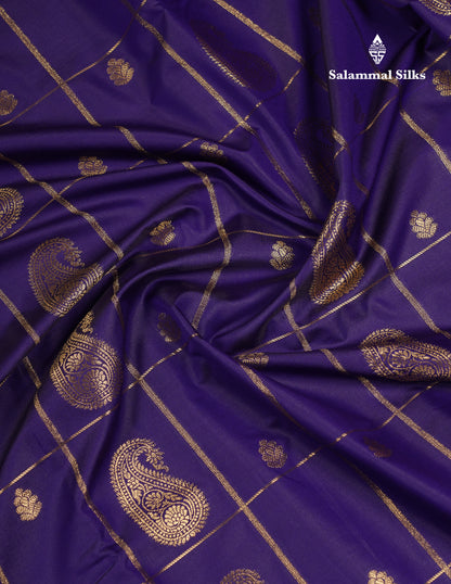 Beautiful Bottle Green Big Checks With Butta Semi Silk Saree With Designer Blouse