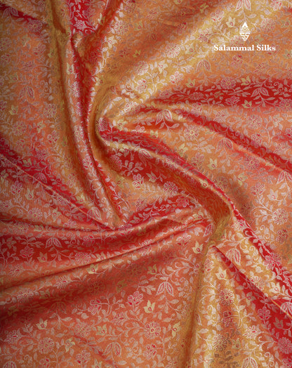Beautiful Red Tissue Bridal Pure Kanjivaram Silk Saree With Traditional Border