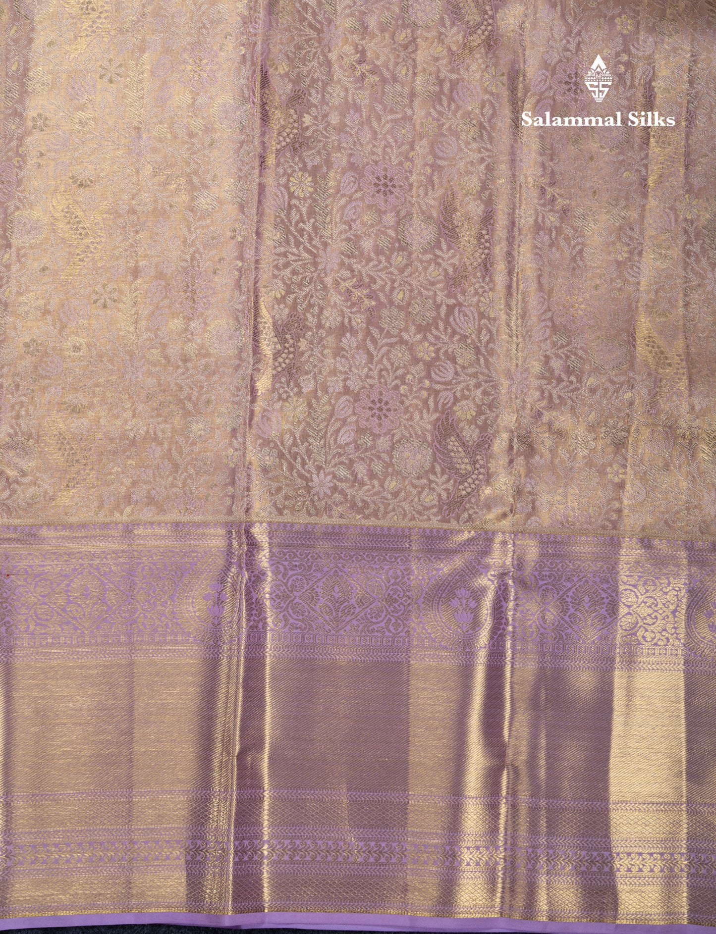 Light Pink Tissue Bridal Pure Kanjivaram Silk Saree With Contrast Light Lavender Traditional Evening Morning Border