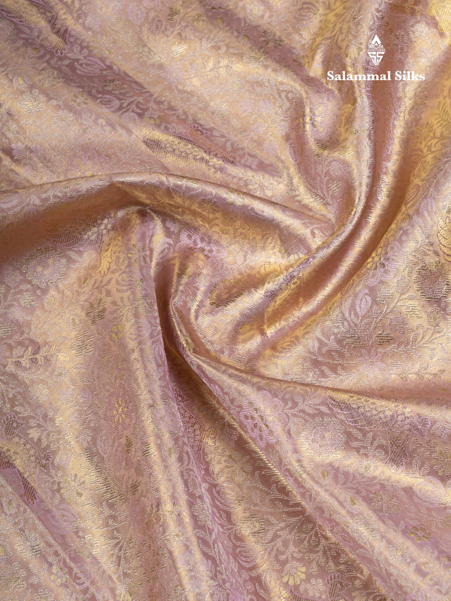 Light Pink Tissue Bridal Pure Kanjivaram Silk Saree With Contrast Light Lavender Traditional Evening Morning Border
