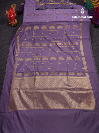 Beautiful Bottle Green Big Checks With Butta Semi Silk Saree With Designer Blouse