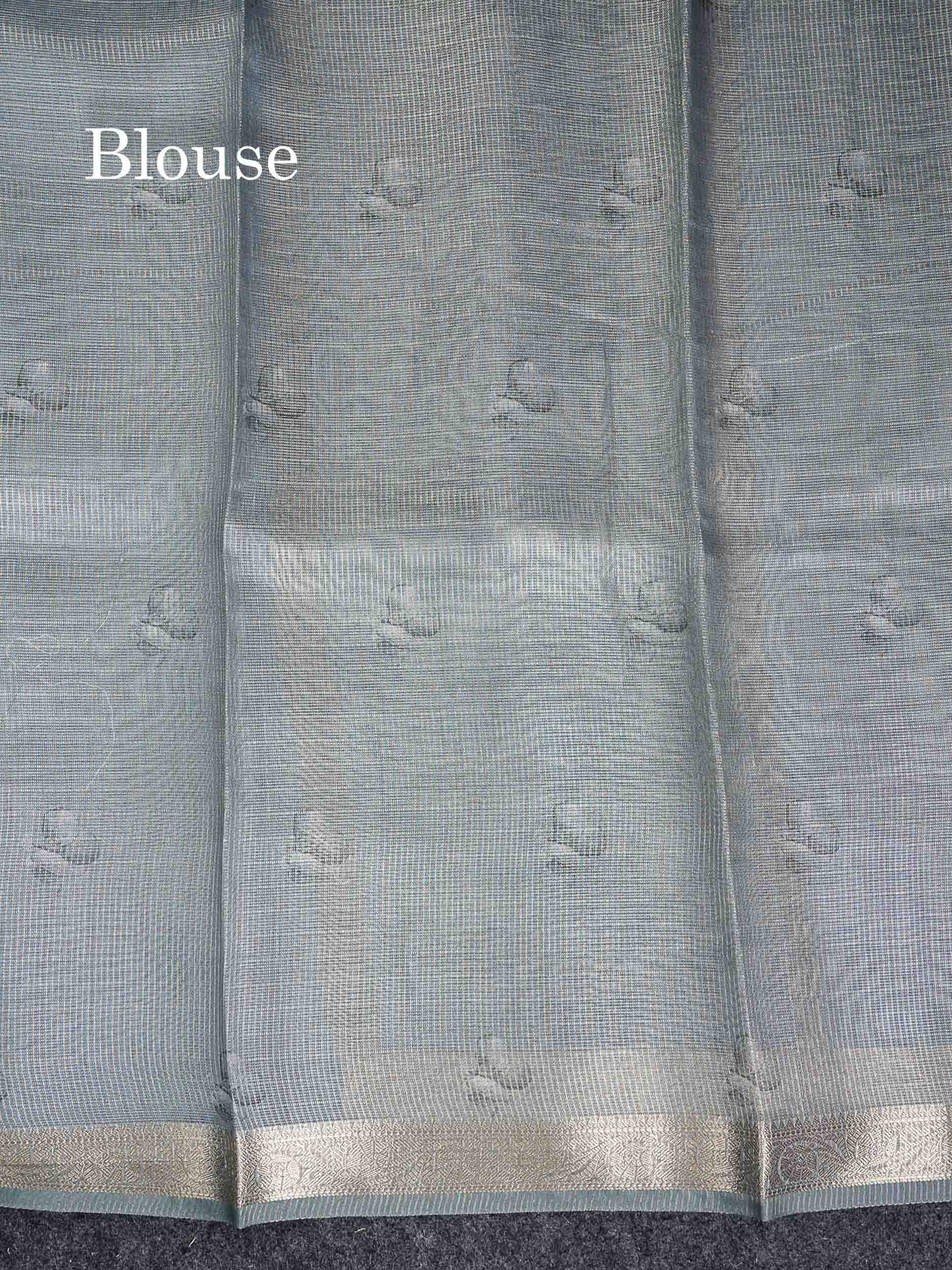 Silk Kota Mix - Grey White Vaira Oosi Lines Fancy Saree With Small Border
