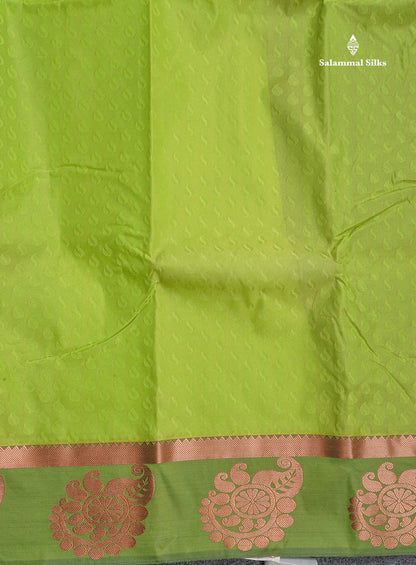 Semi Silk Saree - Mehandi Green Colour Body With Contrast Black Blouse
