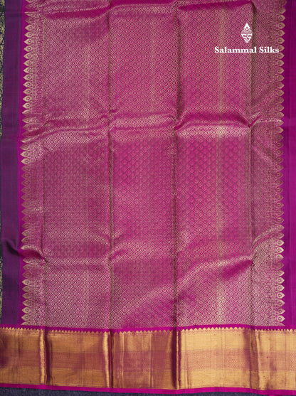 Beautiful Dark Bottle Green Bridal Pure Kanjivaram Silk Saree With Contrast Magenta Traditional Border