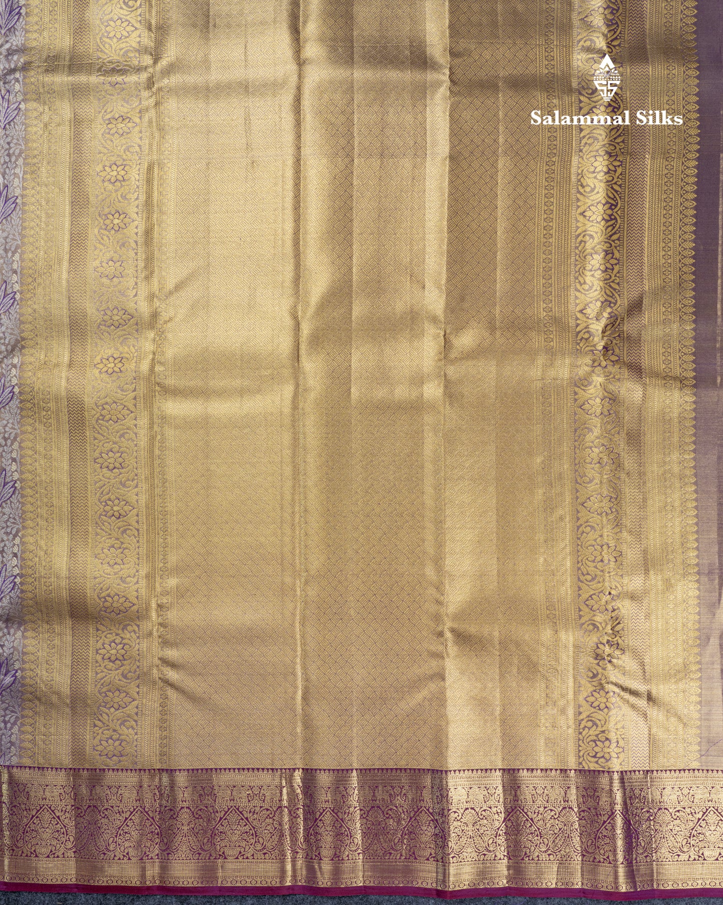 Violet Tissue Bridal Pure Kanjivaram Silk Saree With Contrast Dark Purple Traditional Border