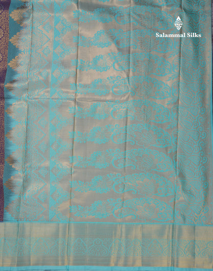 Beautiful Violet Bridal Semi Silk Saree With Contrast Rexona Green Border