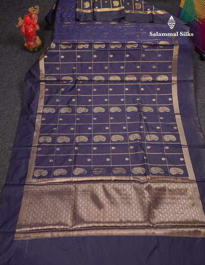 Beautiful Bottle Green Big Checks With Butta Semi Silk Saree With Designer Blouse