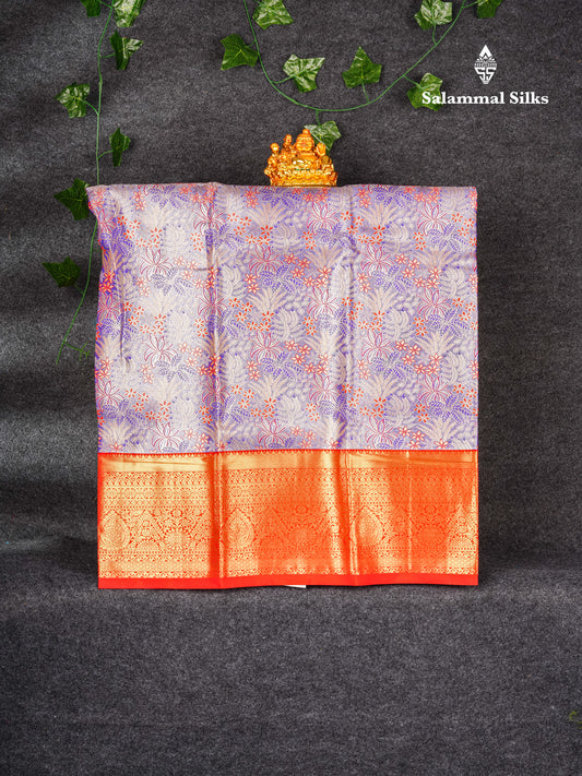 Semi Silk Pattu Pavadai Tissue ( Violet ) With Chilly Red Blouse 36"