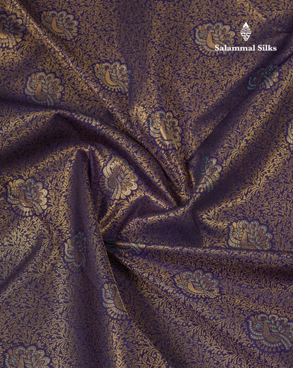 Beautiful Violet Bridal Semi Silk Saree With Contrast Rexona Green Border