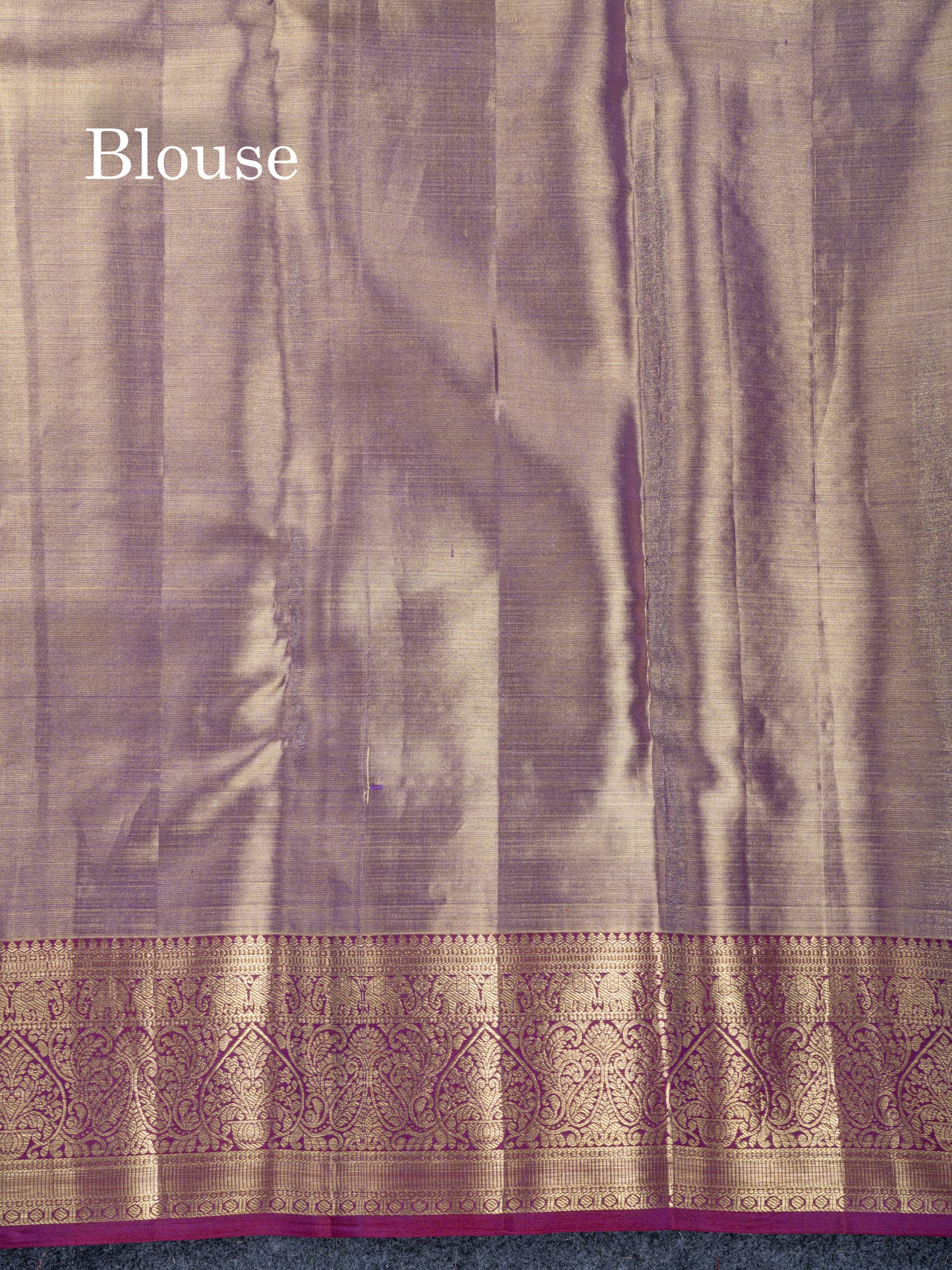 Violet Tissue Bridal Pure Kanjivaram Silk Saree With Contrast Dark Purple Traditional Border