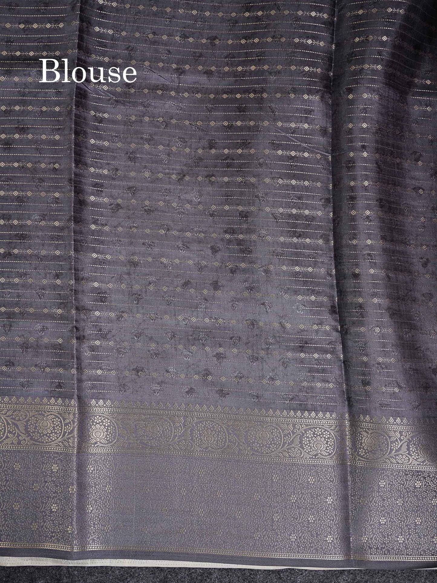 Semi Tussar Saree - Cream White Kalamkari Design Along With Contrast Grey Fancy Border