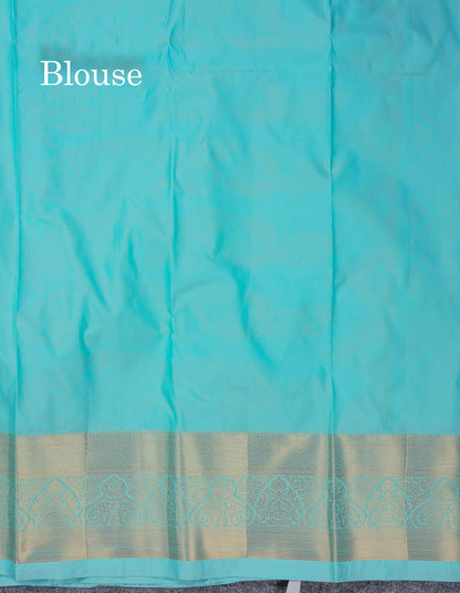 Beautiful Violet Bridal Semi Silk Saree With Contrast Rexona Green Border