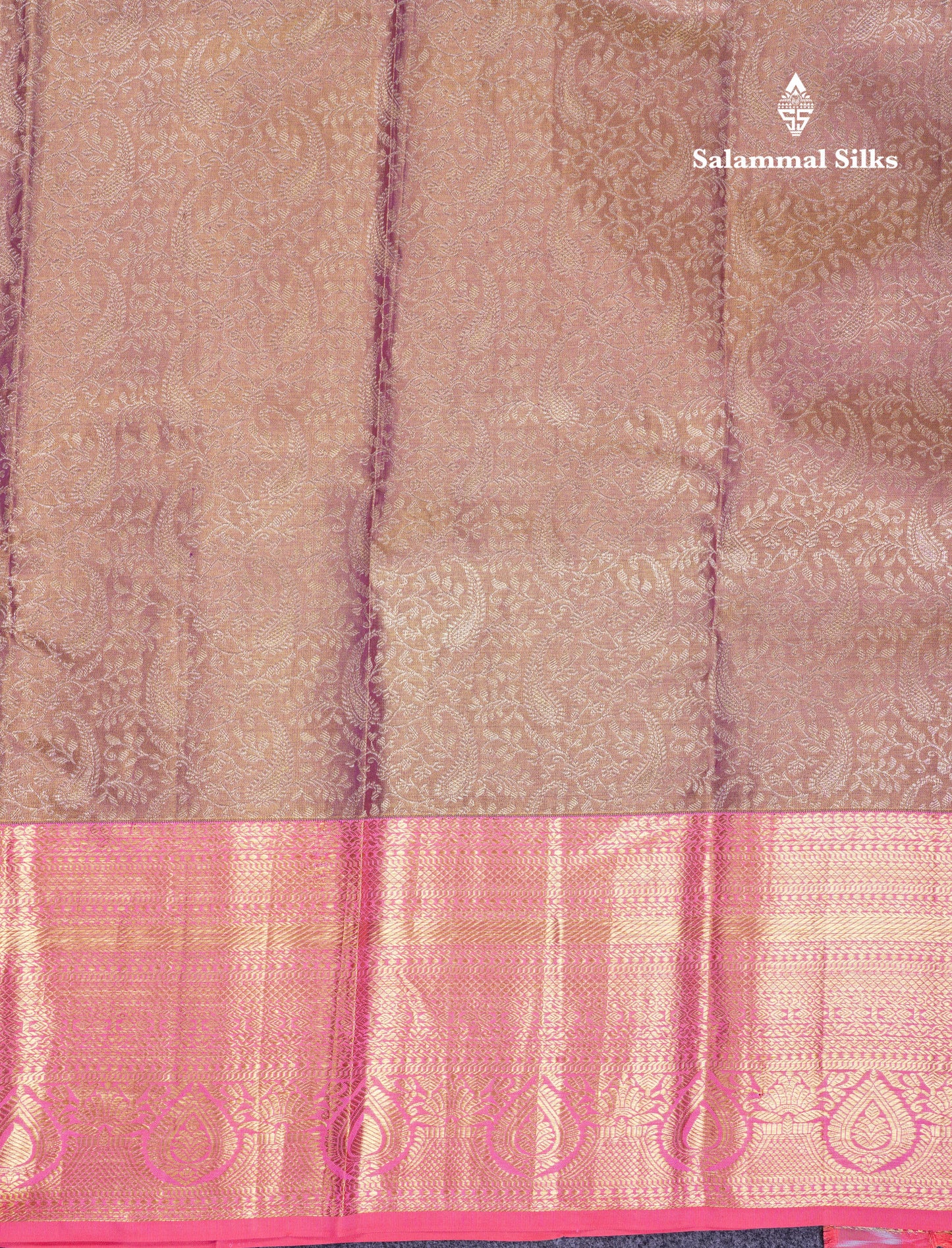 Beautiful Brown Tissue Bridal Pure Kanjivaram Silk Saree With Contrast Peach Traditional Border