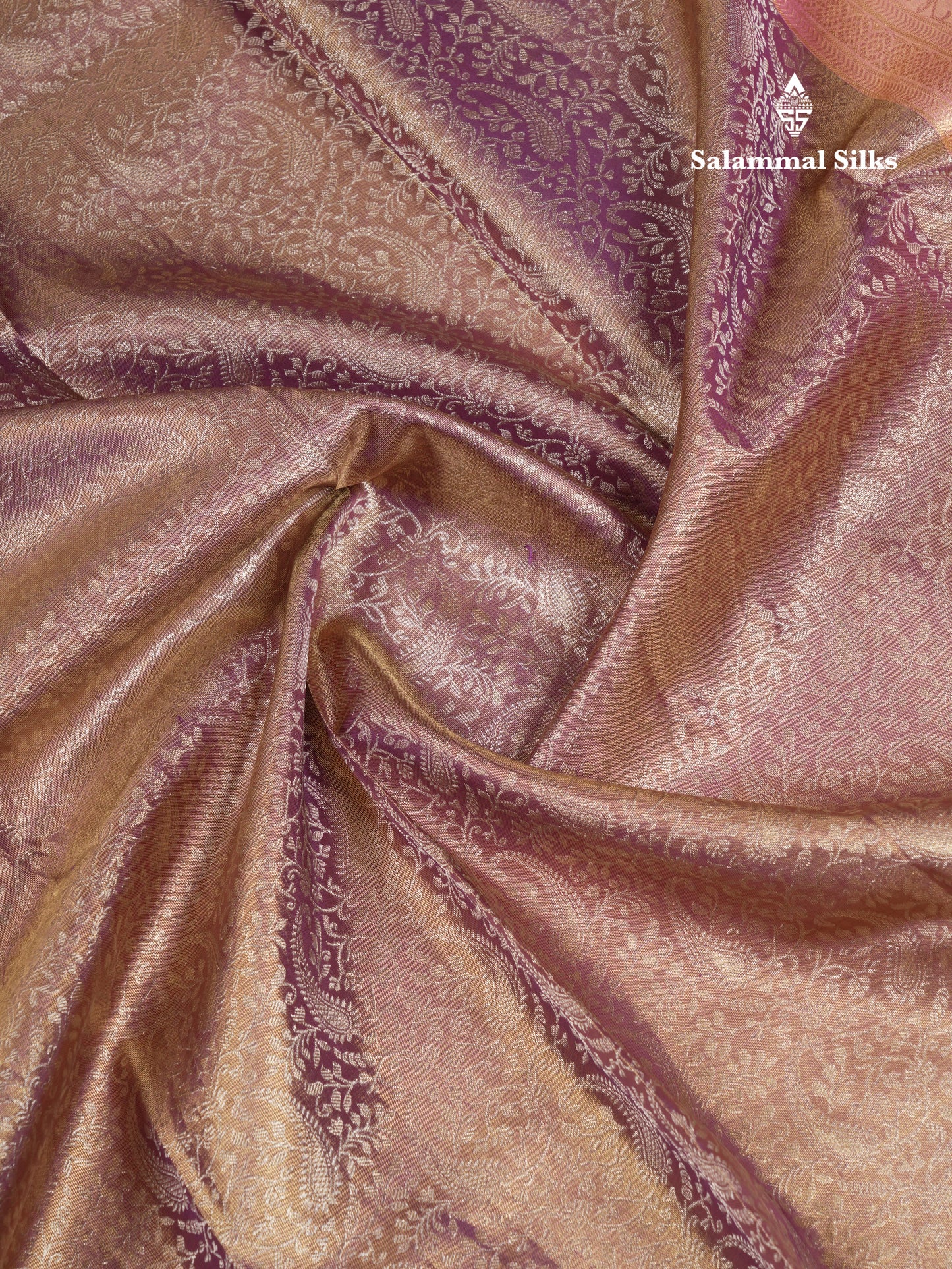 Beautiful Brown Tissue Bridal Pure Kanjivaram Silk Saree With Contrast Peach Traditional Border