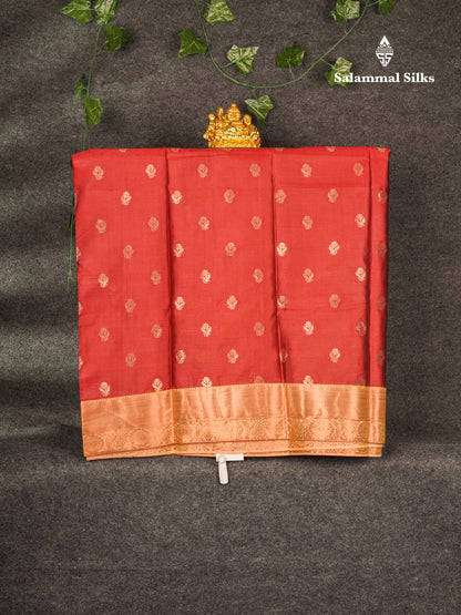 Semi Silk Pattu Pavadai (Empose Zari Butta Yellow Colour) With Maroon Blouse 36"