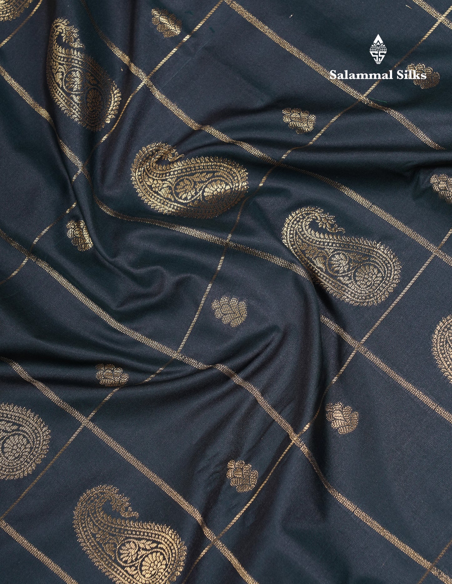 Beautiful Bottle Green Big Checks With Butta Semi Silk Saree With Designer Blouse
