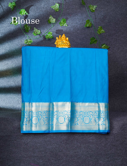 Semi Silk Pattu Pavadai (Sapphire Green) With Lavender Blouse 35"