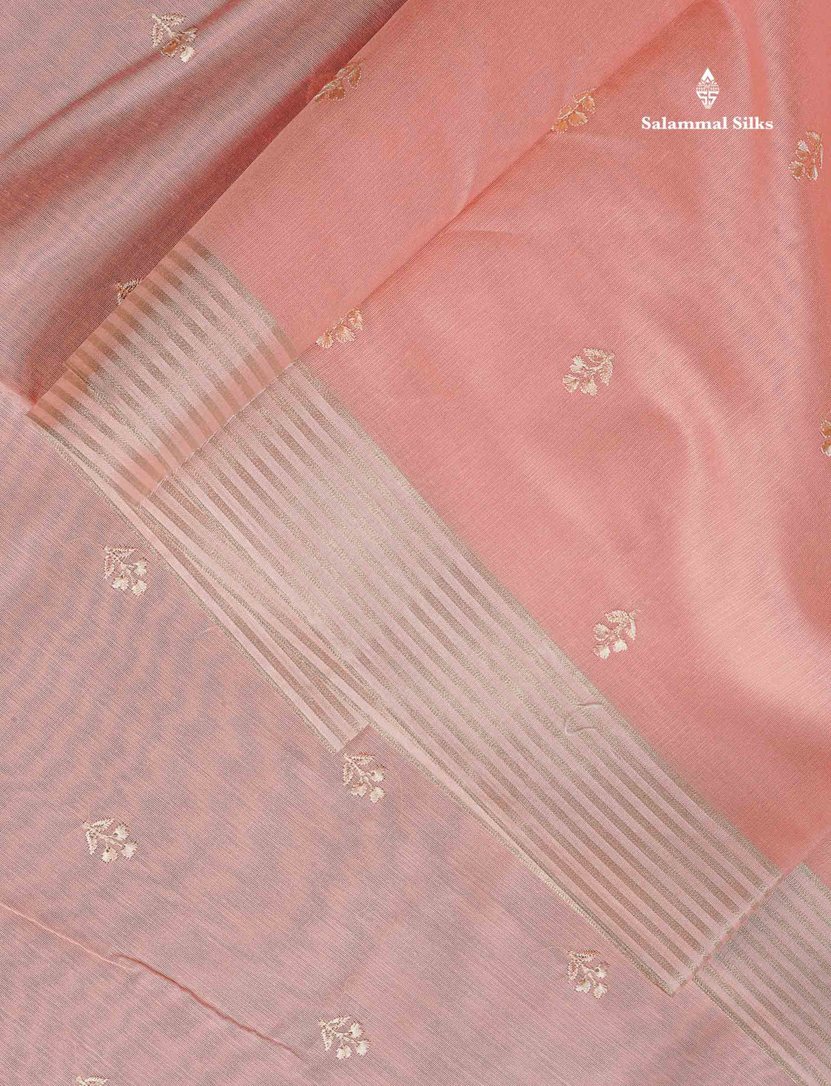 Cotton Mix Saree - Peach Colour  Body Embroidery Work With Fancy Border