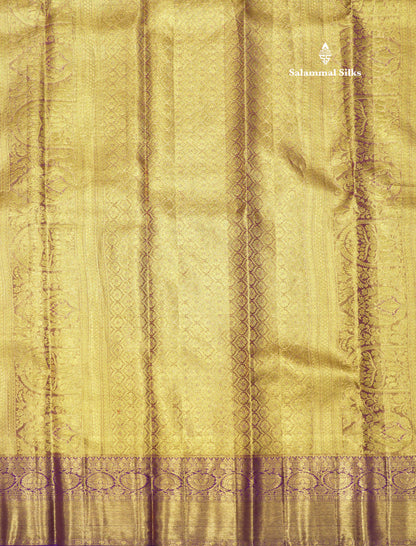 Tri Colour Pattern Fancy Pure Kanjivaram Silk Saree With Contrast Vadamalli Border