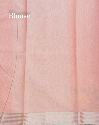 Cotton Mix Saree - Peach Colour  Body Embroidery Work With Fancy Border
