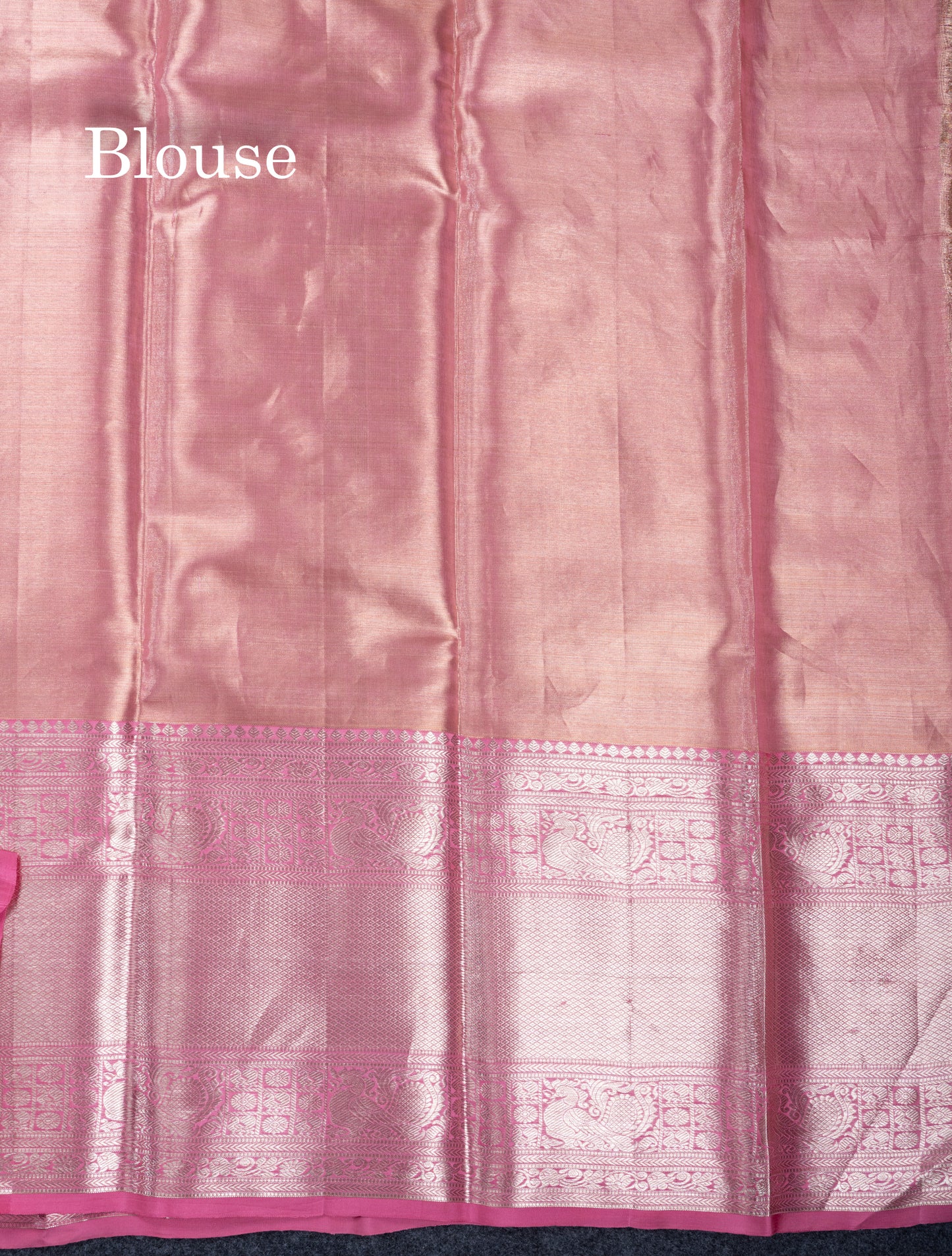 Peach Pink Tissue Bridal Pure Kanjivaram Silk Saree With Contrast Light Pink Evening Morning Traditional Border