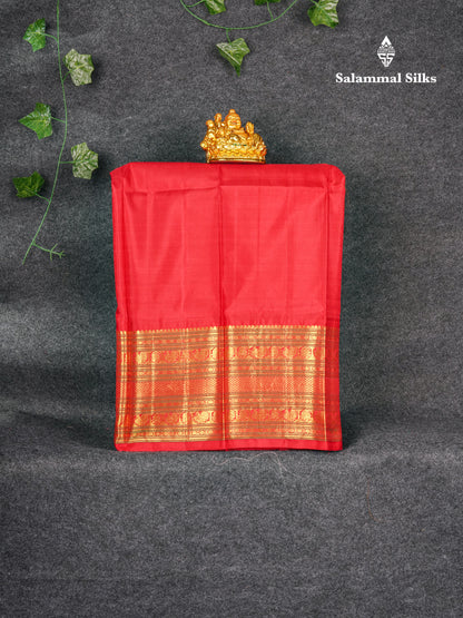 Pure Silk Pattu Pavadai (Sandal) With Chilly Red Blouse 23.50"