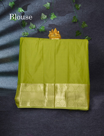 Semi Silk Pattu Pavadai (Chilly Red) With Pista Green Blouse 37"