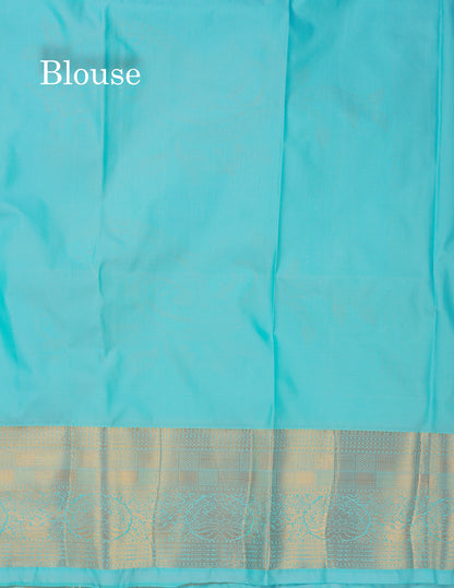 Beautiful Navy Blue Bridal Semi Silk Saree With Contrast Sapphire Green Border