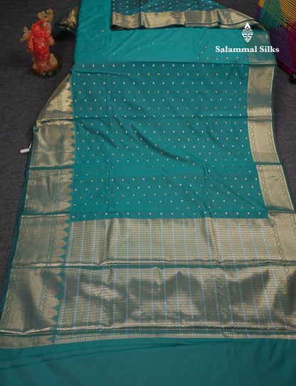 Beautiful Dark Magenta Silver & Gold Buttas Mixed Cotton Fancy Saree With Traditional Evening Morning Temple Border