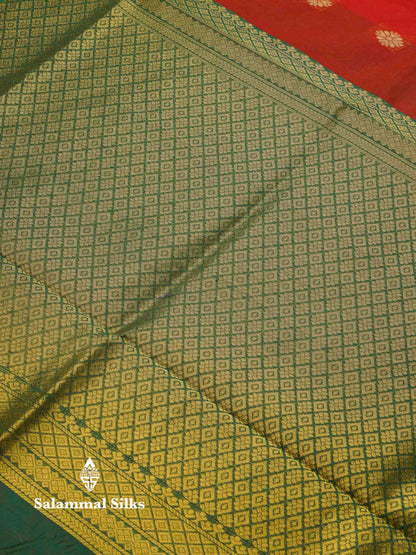 Beautiful Green Semi Silk Cotton Saree With Contrast Black Traditional Gap Border