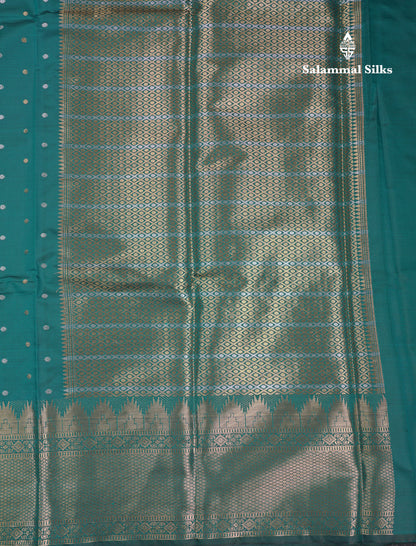 Beautiful Dark Magenta Silver & Gold Buttas Mixed Cotton Fancy Saree With Traditional Evening Morning Temple Border