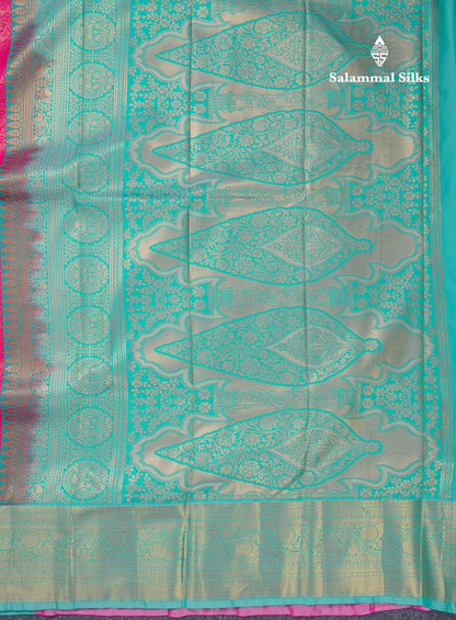 Beautiful Pink Menakari Work Bridal Semi Silk Saree With Contrast Rexona Traditional Border