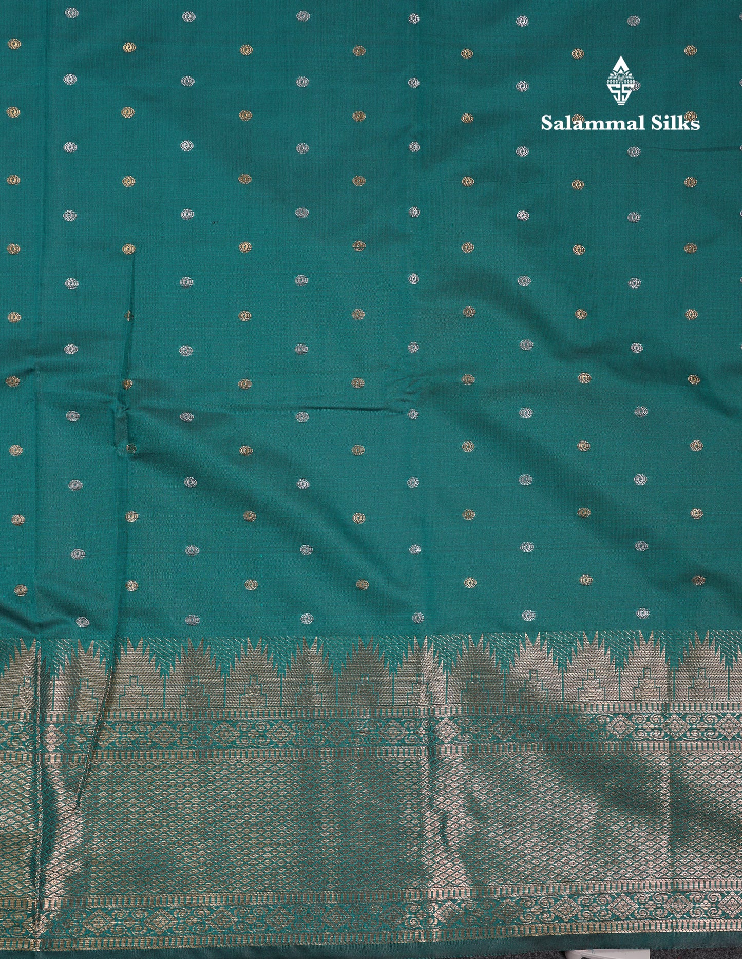 Beautiful Dark Magenta Silver & Gold Buttas Mixed Cotton Fancy Saree With Traditional Evening Morning Temple Border