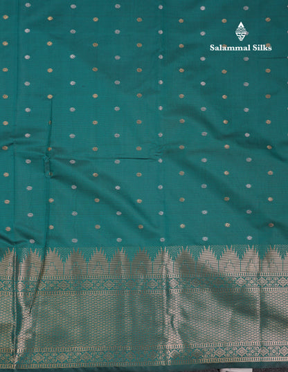 Beautiful Dark Magenta Silver & Gold Buttas Mixed Cotton Fancy Saree With Traditional Evening Morning Temple Border