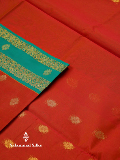 Beautiful Green Semi Silk Cotton Saree With Contrast Black Traditional Gap Border