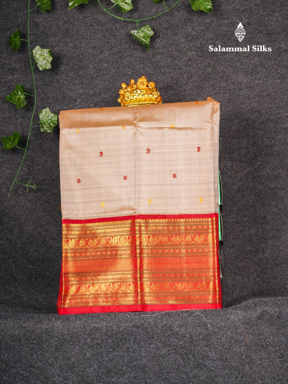 Pure Silk Pattu Pavadai (Sandal) With Chilly Red Grand Blouse 25"