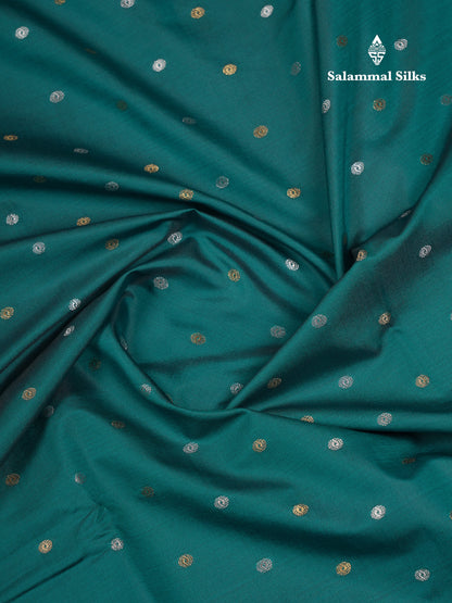 Beautiful Dark Magenta Silver & Gold Buttas Mixed Cotton Fancy Saree With Traditional Evening Morning Temple Border