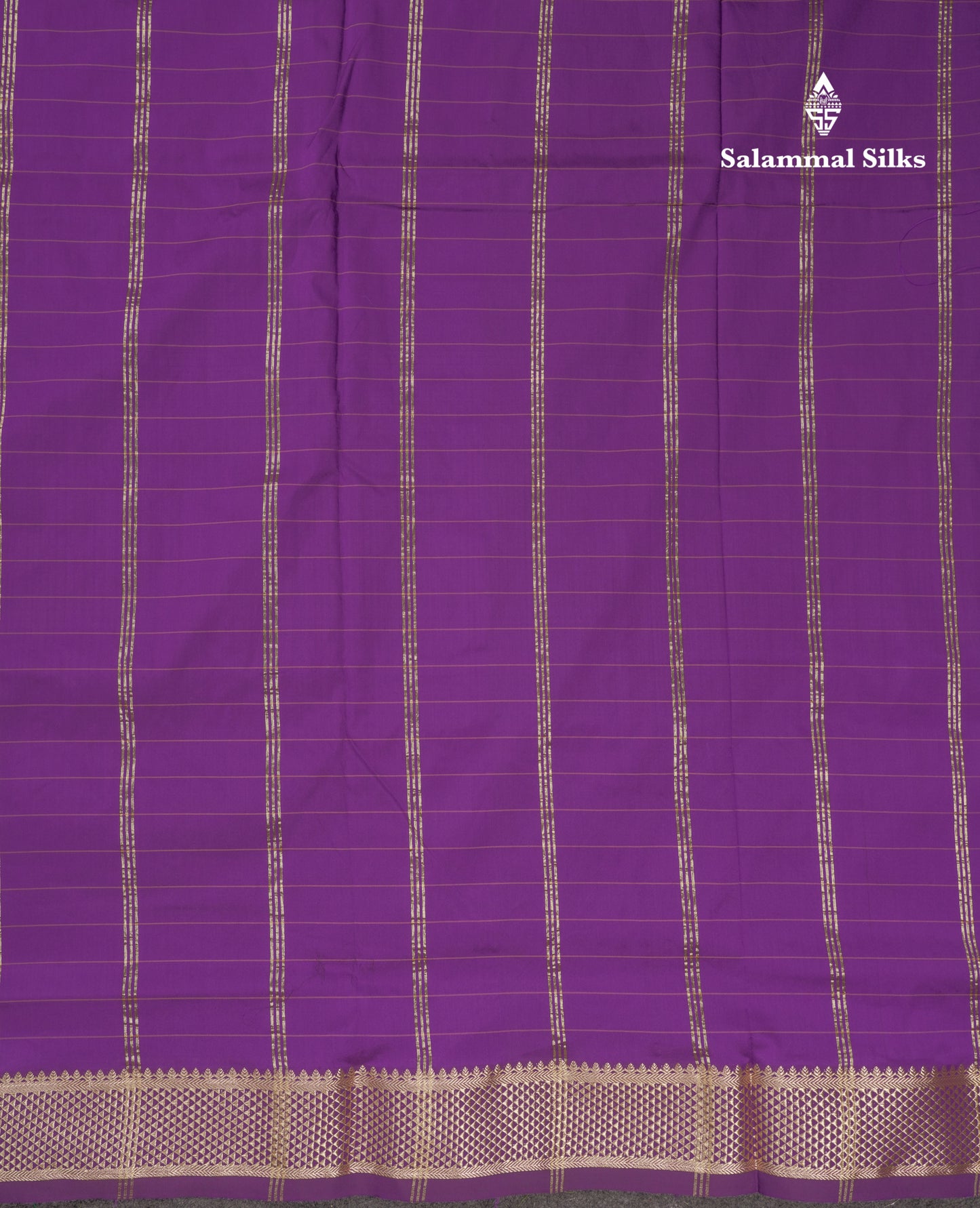9 Yards Semi Silk Saree Purple Checks With Traditional Border