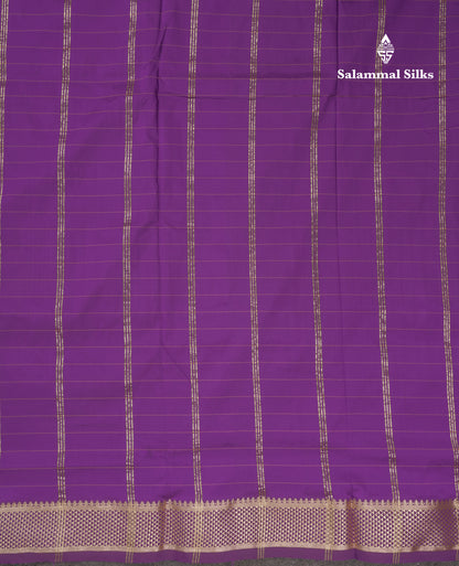 9 Yards Semi Silk Saree Purple Checks With Traditional Border
