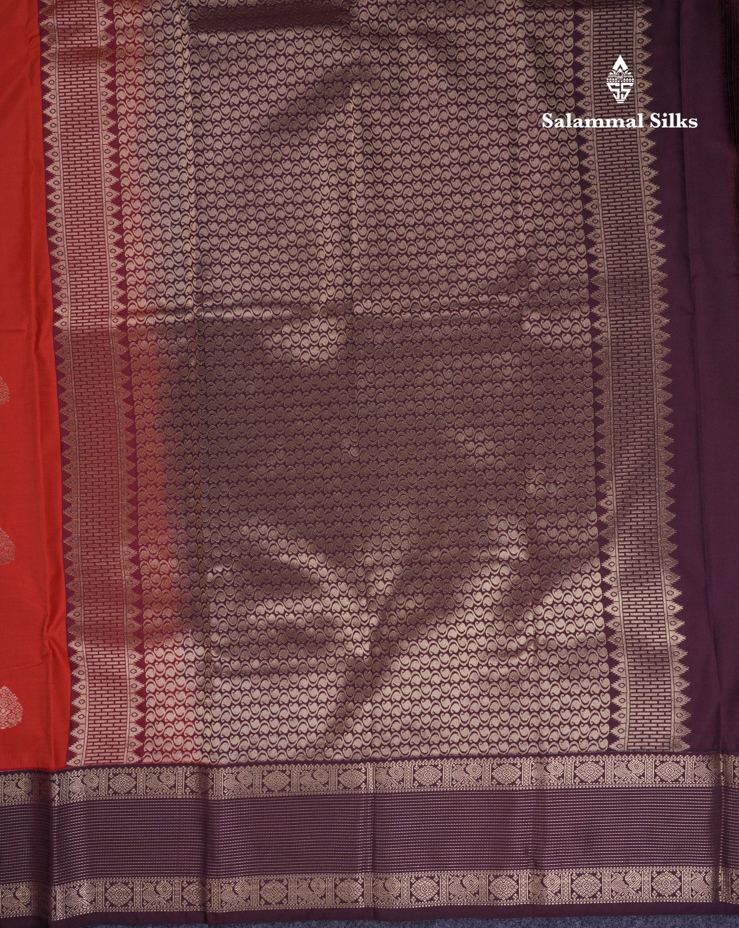 Beautiful Rust Orange Semi Silk Saree With Contrast Dark Brown Traditional Border