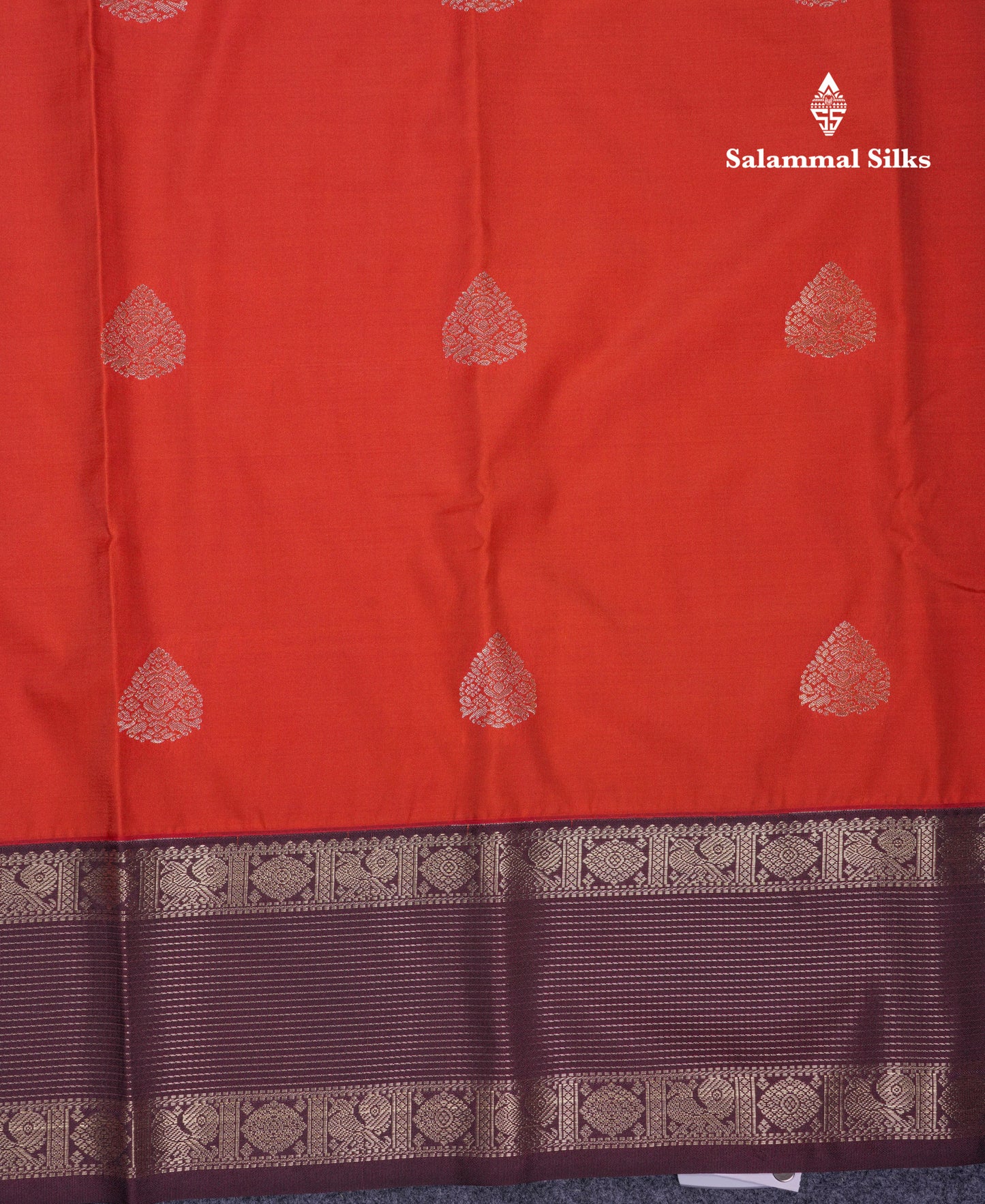 Beautiful Rust Orange Semi Silk Saree With Contrast Dark Brown Traditional Border