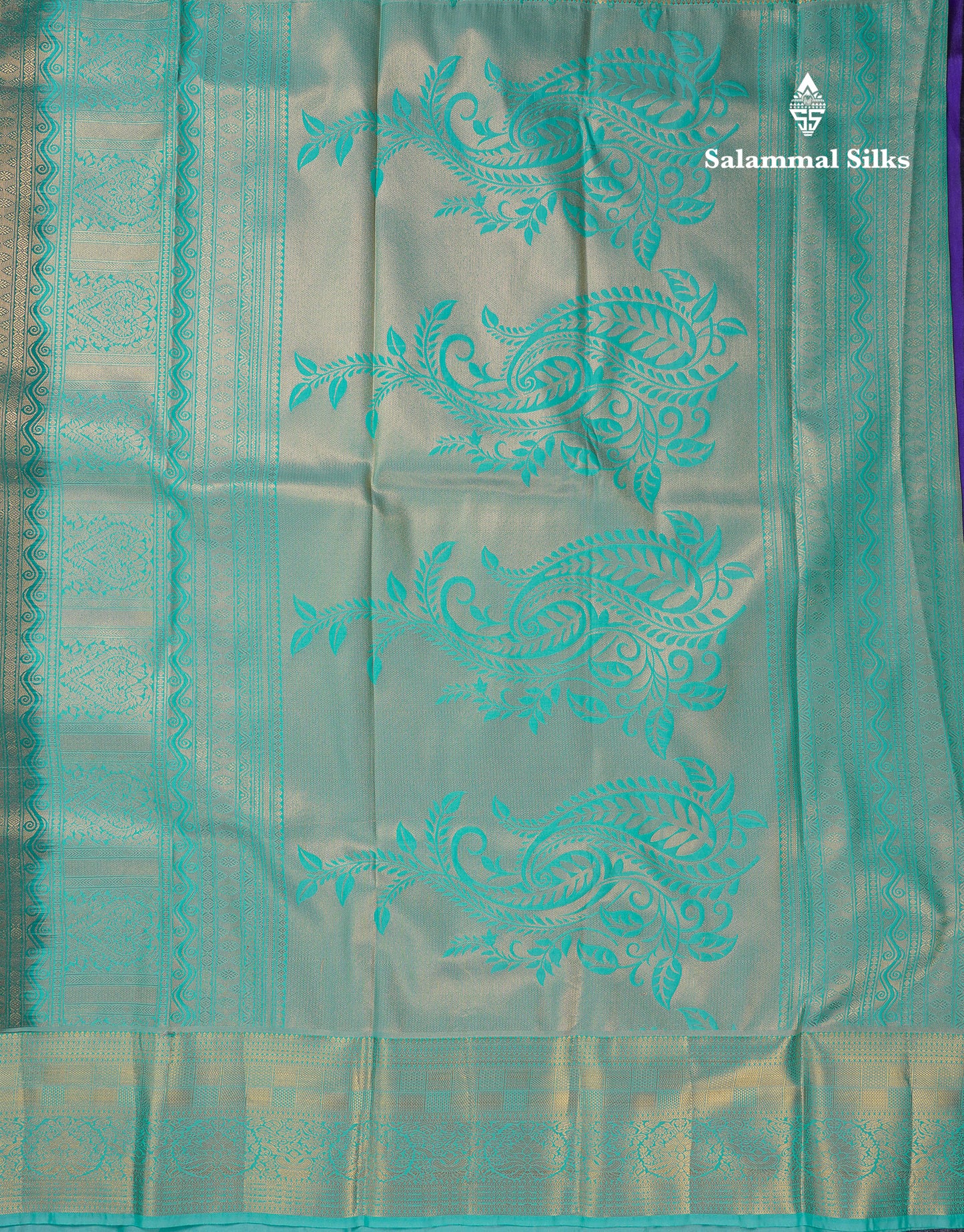 Beautiful Navy Blue Bridal Semi Silk Saree With Contrast Sapphire Green Border