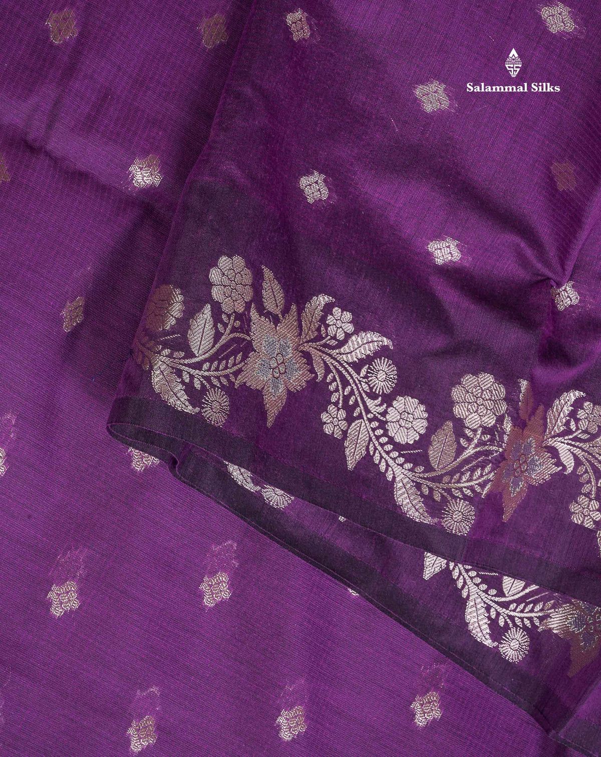 Cotton Mix Saree - Wine Purple Colour Body Butta With Fancy Border