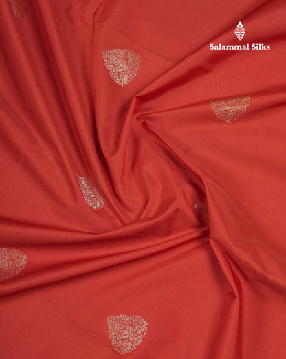 Beautiful Rust Orange Semi Silk Saree With Contrast Dark Brown Traditional Border