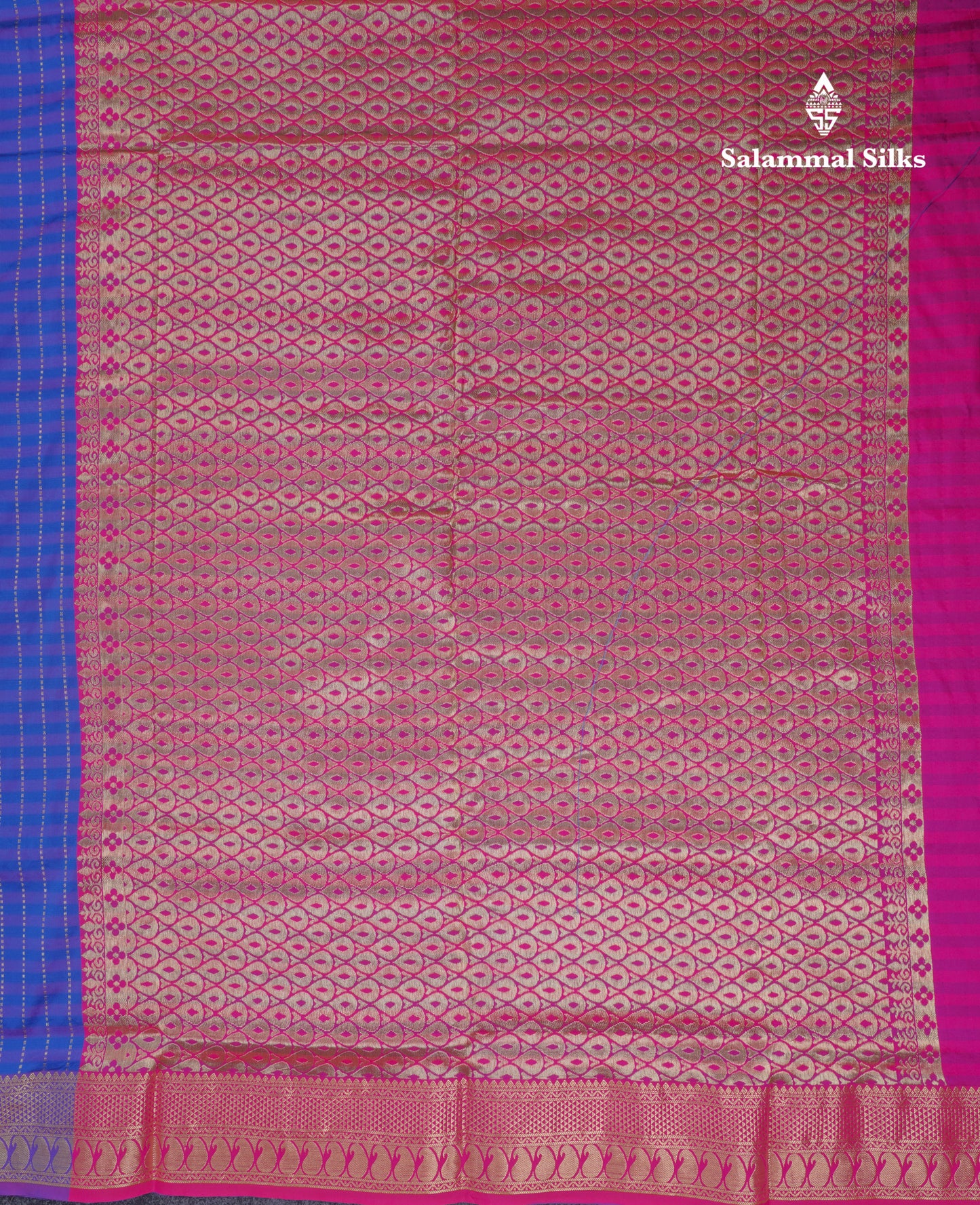 9 Yards Semi Silk Saree Blue & Violet with Purple Border